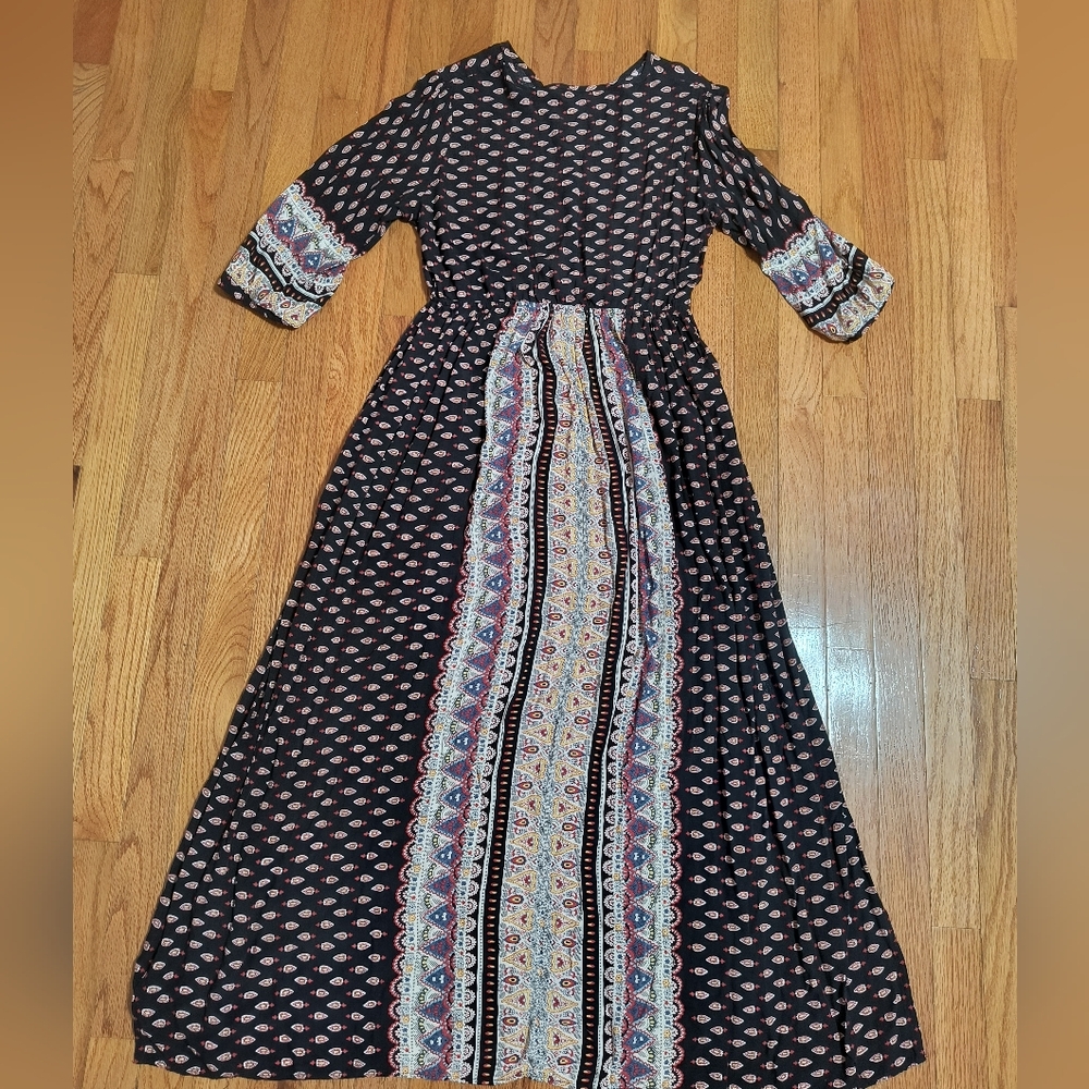 3/$10⭐ Boho Peasant Maxi Dress, Rayon, Women's Small/Medium - Picture 11 of 16